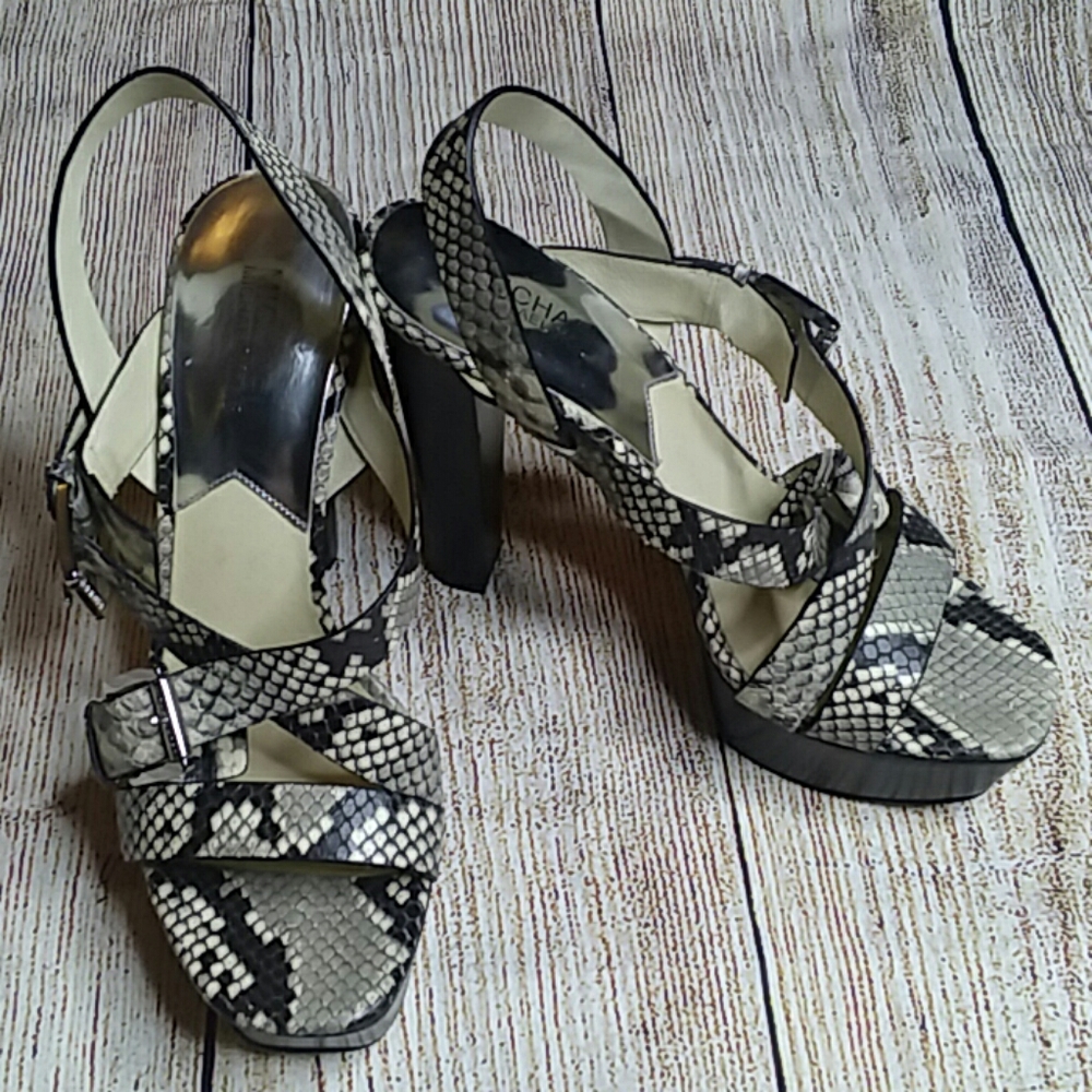 MICHAEL Michael Kors Python Platform Strap heels 9